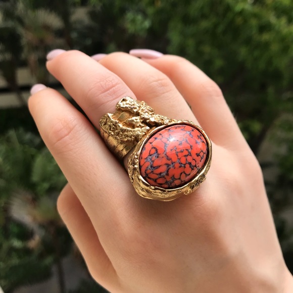 Yves Saint Laurent Jewelry - Yves Saint Laurent Arty Ring Gold/Coral